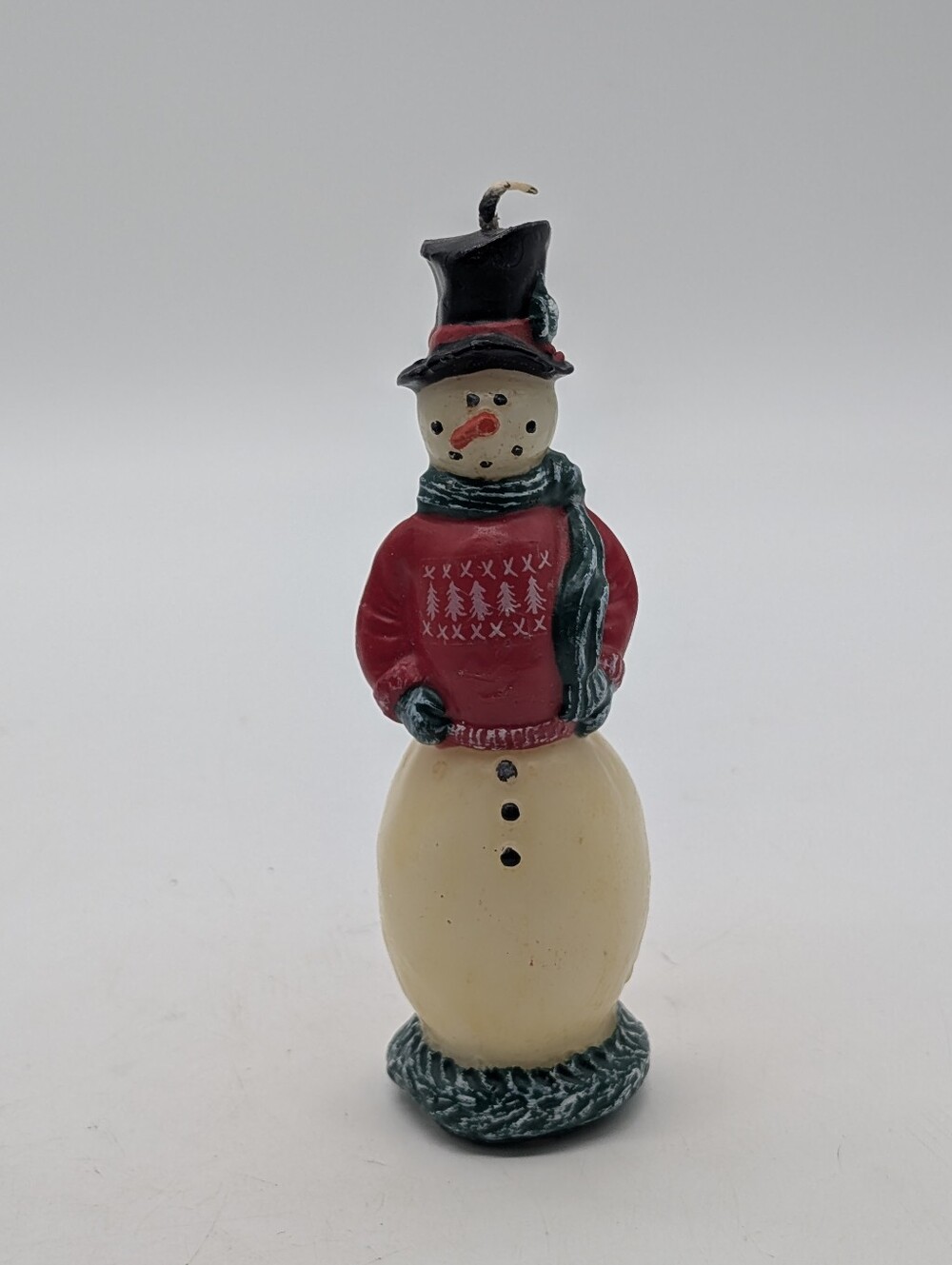 Vintage Robert Alan Candle Co. Snowman Candle Hand Painted Holiday Wax Figurine